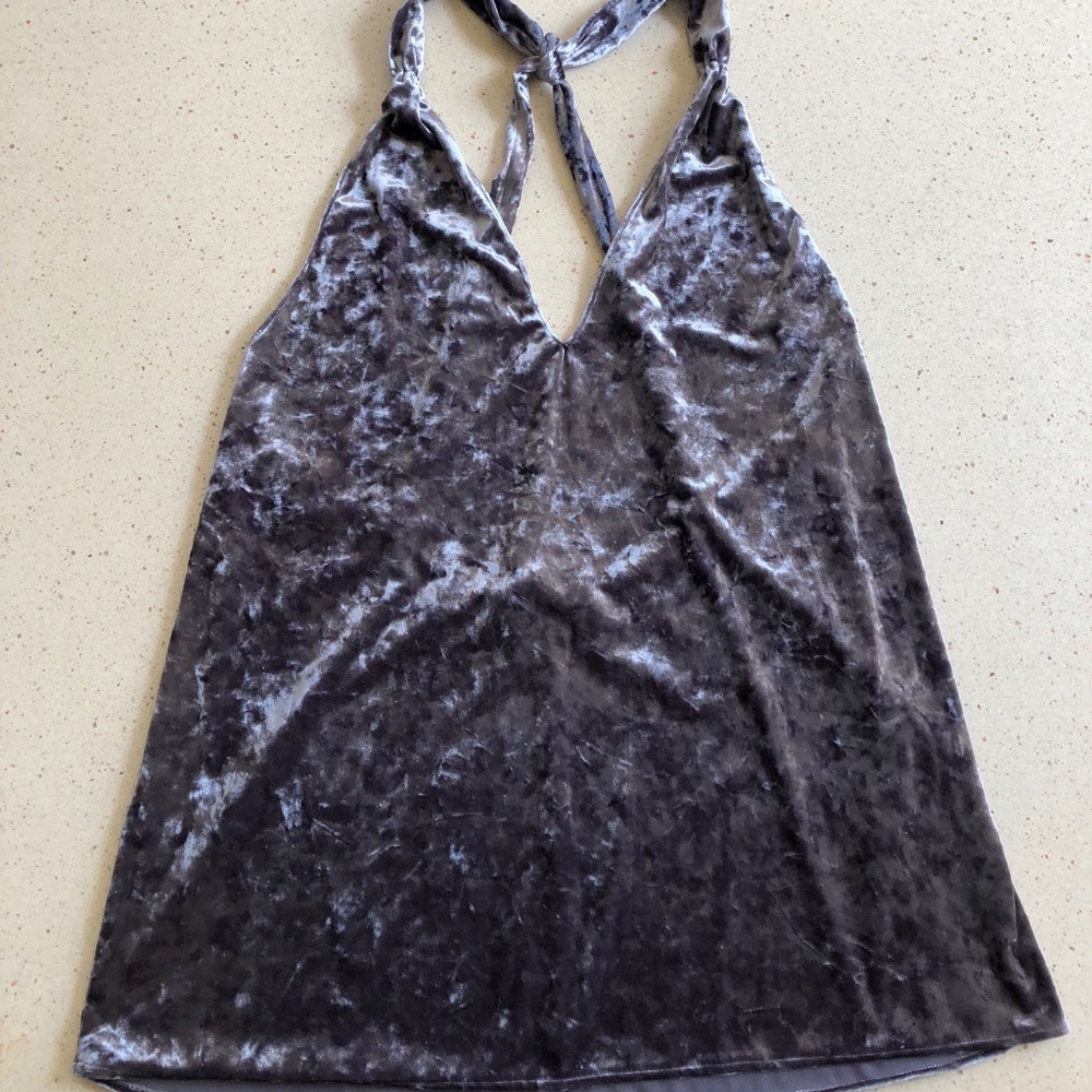 Zara Velour Halter/Open back top